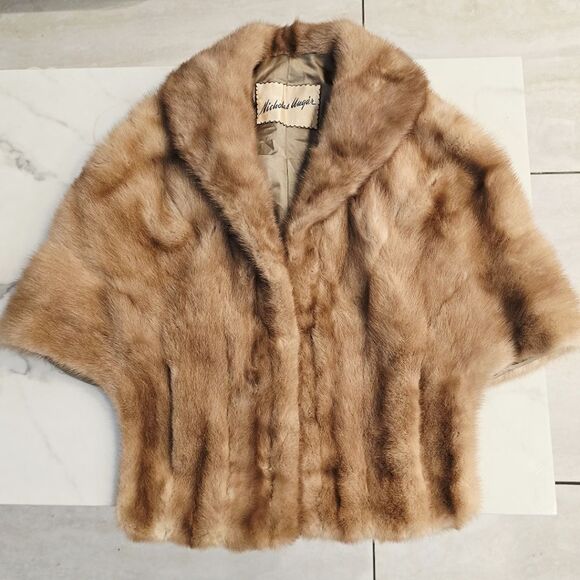 Vintage Nicholas Ungar Real Mink Fur Stole Cape - Picture 3 of 10